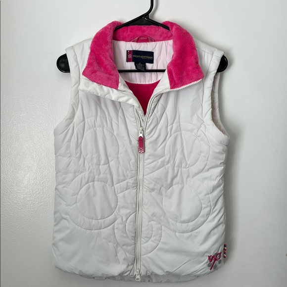 Weatherproof Garment Co White & Pink Quilted Puffer Ski Vest Kids Size 12 - Picture 13 of 16
